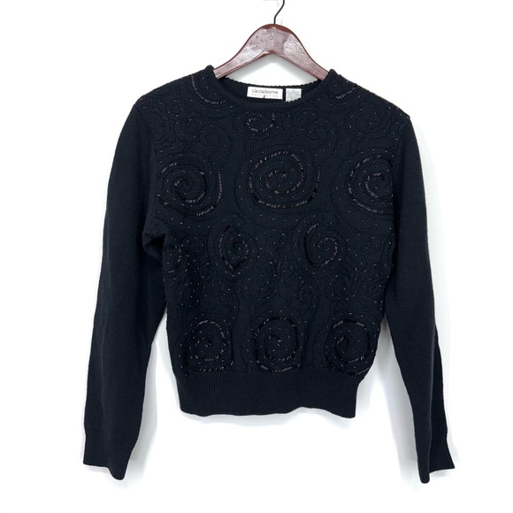 Vintage Liz Claiborne Collection Lambswool Blend Wimsy Iridescent Beaded Sweater - Picture 1 of 16